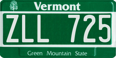 VT license plate ZLL725