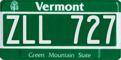 VT license plate ZLL727
