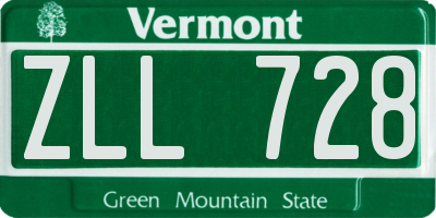 VT license plate ZLL728