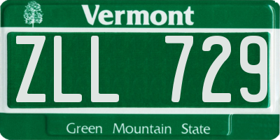 VT license plate ZLL729