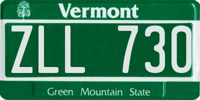 VT license plate ZLL730