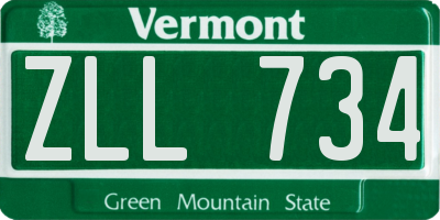 VT license plate ZLL734