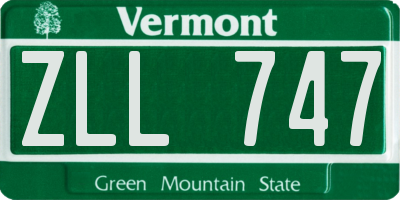 VT license plate ZLL747