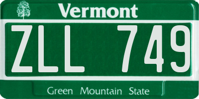 VT license plate ZLL749