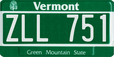 VT license plate ZLL751