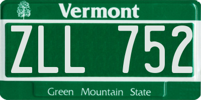 VT license plate ZLL752
