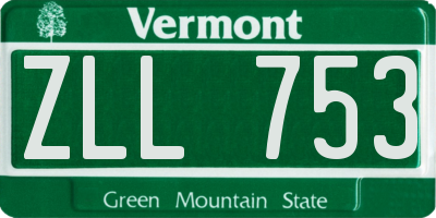 VT license plate ZLL753