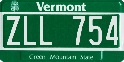 VT license plate ZLL754