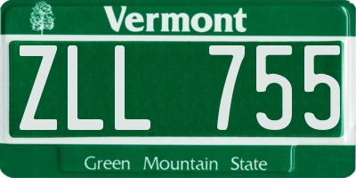 VT license plate ZLL755