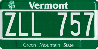 VT license plate ZLL757