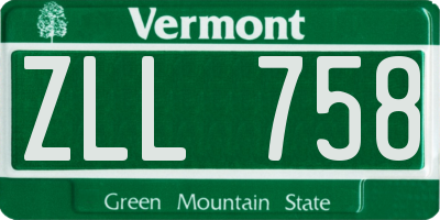 VT license plate ZLL758