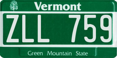 VT license plate ZLL759
