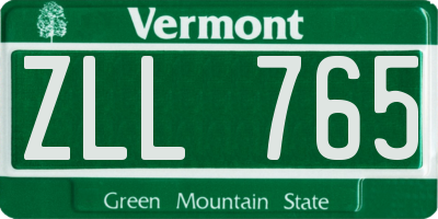 VT license plate ZLL765