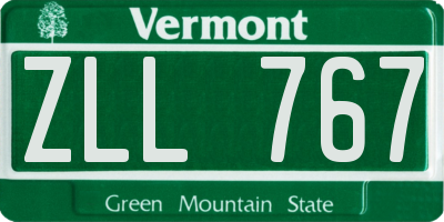 VT license plate ZLL767