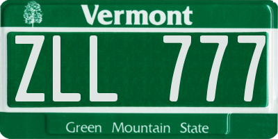 VT license plate ZLL777