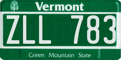 VT license plate ZLL783