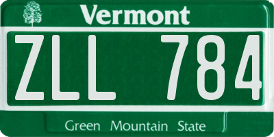 VT license plate ZLL784