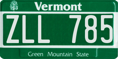 VT license plate ZLL785