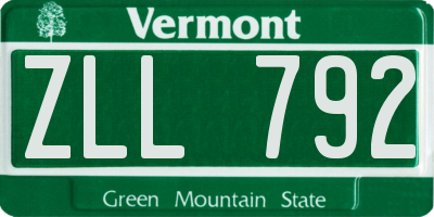 VT license plate ZLL792