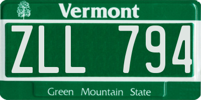 VT license plate ZLL794