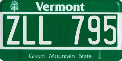 VT license plate ZLL795