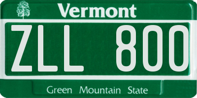 VT license plate ZLL800