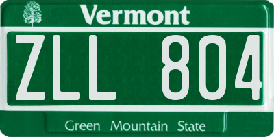 VT license plate ZLL804