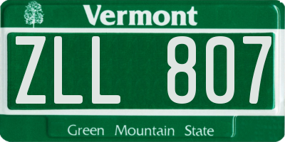 VT license plate ZLL807