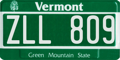 VT license plate ZLL809