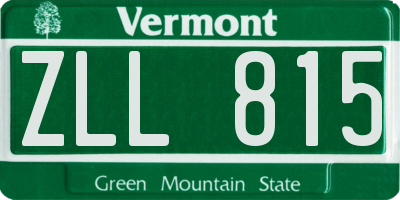 VT license plate ZLL815