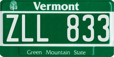 VT license plate ZLL833