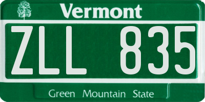 VT license plate ZLL835