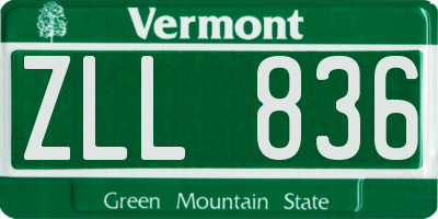 VT license plate ZLL836