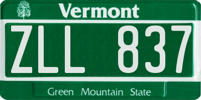 VT license plate ZLL837
