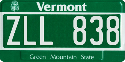 VT license plate ZLL838
