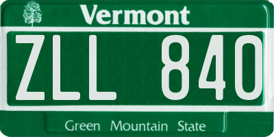 VT license plate ZLL840