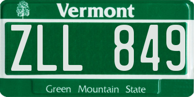 VT license plate ZLL849