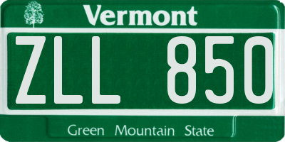 VT license plate ZLL850