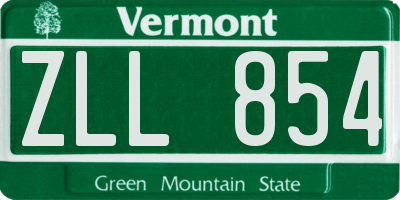 VT license plate ZLL854