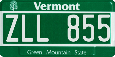 VT license plate ZLL855