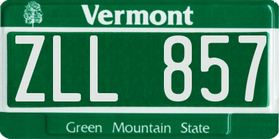 VT license plate ZLL857