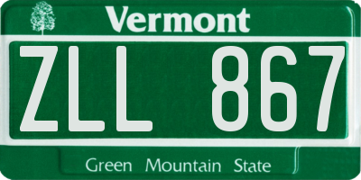 VT license plate ZLL867