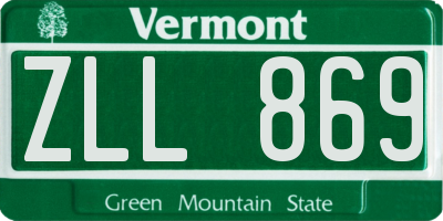 VT license plate ZLL869
