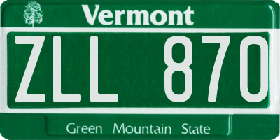 VT license plate ZLL870