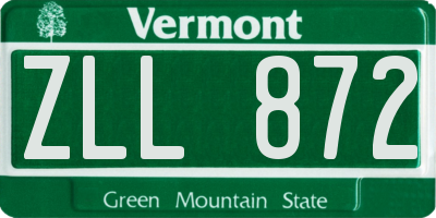 VT license plate ZLL872