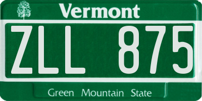 VT license plate ZLL875