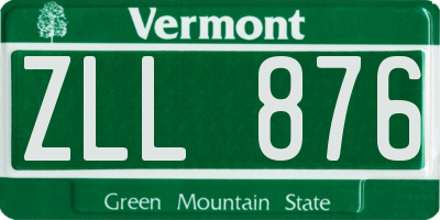 VT license plate ZLL876