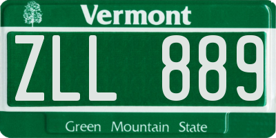 VT license plate ZLL889