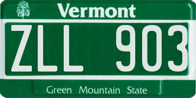VT license plate ZLL903