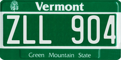 VT license plate ZLL904